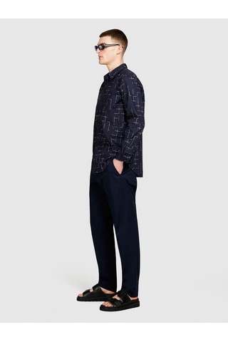 Sisley %100 Pamuk Beli Büzgülü Slim Confort Fit Pantolon Erkek Lacivert Pantolon - 324p4ıuksf046