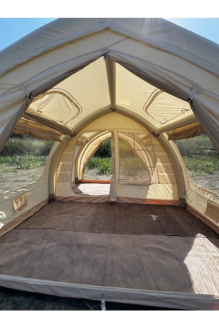 Shufa Glampıng Tekne Şekilli Şişme Çadır 400 350 220 Cm Şeffaf Kapı Ve Pencereli Bej
