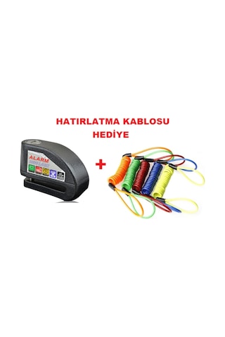Motosiklet Alarmlı Disk Kilidi 110 Db + Hatırlatma Kablosu (411990957) Siyah
