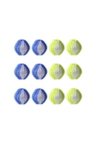 Springsun 12'li Tekrarlı Kumaş Tüylü Toplar - Çamaşır Makinesi İçin Kedi/köpek Tüyü Ve Kir Trap Edici Temizlik Topları Beyaz-mavi + Beyaz-sarı