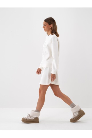 Ekru Pamuk Dokulu Regular Fit Etek 270403 Ekru