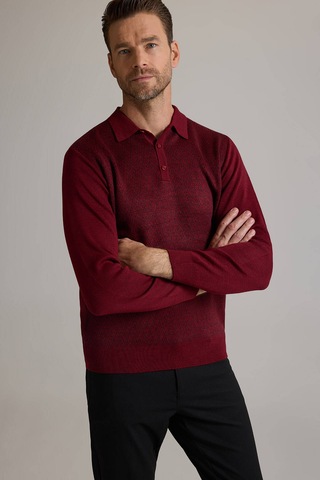 Ysf Erkek Bordo Polo Yaka Desenli Triko
