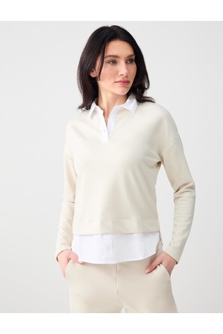 Jimmy Key Jimmy Key Taş Gömlek Yaka Uzun Kollu Modal Örme Sweatshirt 6sw235644928