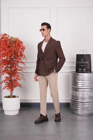 Modefendi 2 Düğme Detaylı Oversize Kesim Ceket Kahverengi