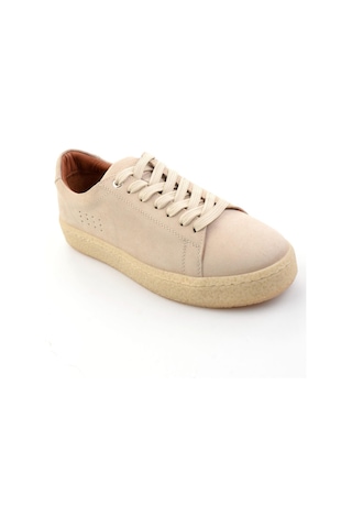 Bambi Bej Hakiki Deri Erkek Sneaker E01396009902