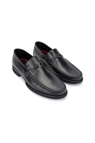 Tamer Tanca Erkek Hakiki Deri Siyah Loafer Ayakkabı 1008 2829 Erk Ayk Y24 Sıyah Bfl Siyah