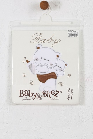 %100 Pamuklu Yenidoğan Çift Katlı Penye Bebek Battaniyesi Sb 513 Krem Krem