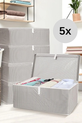 5 Adet Kapaklı Kutu Hurç Mega Boy 60 40 30 Çok Amaçlı Kutu Hurç Gri