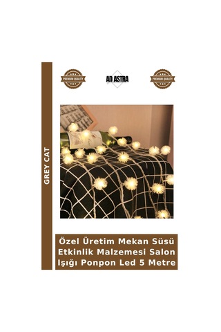 Özel Üretim Mekan Süsü Etkinlik Malzemesi Salon Işığı Ponpon Led 5 Metre Çok Renkli