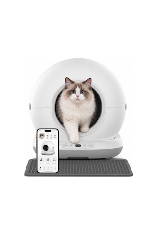 Haustier Cb001 Gri Akıllı Otomatik Kedi Tuvaleti, App İle Uzaktan Kontrol, 75lt Hazne, 7lt Çöp Haznesi, Ağırlık Sensörlü