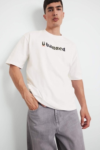 Defacto %100 Pamuk Loose Fit Bisiklet Yaka Baskılı Kısa Kollu Tişört F5731ax25auer105 Ekru