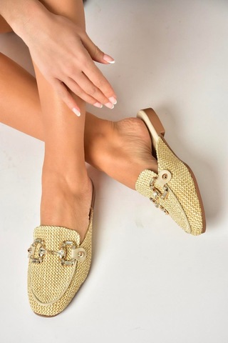 Fox Shoes U250009117 Bej Hasır Kadın Terlik Bej-hasır Bej