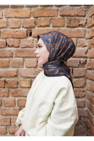 Efdal Şal Eşarp Efdal Zeytin Desen Vual Soft Eşarp indigo
