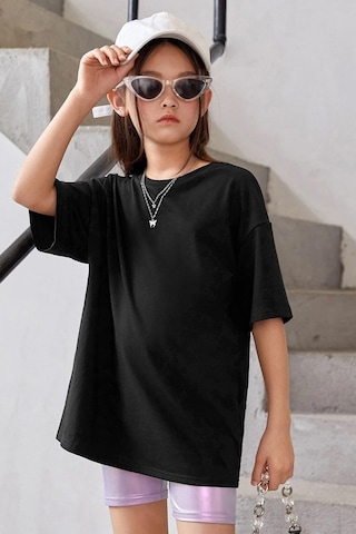 Uyguntarz Çocuk Flower Butterfly Baskılı Pamuklu Tshirt Siyah