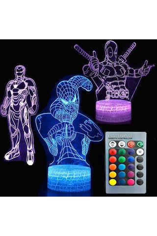 Goldenqian 3d Gece Lambası Dokunmatik Masa Masa Lambası Üç Desen 7 Renk Akrilik Düz Ve Abs Çatlak Tabanlı Ve Çocuklar Çocuklar Için Usb Kablolu Optik Illüzyon Işıkları 7pce9v Siyah