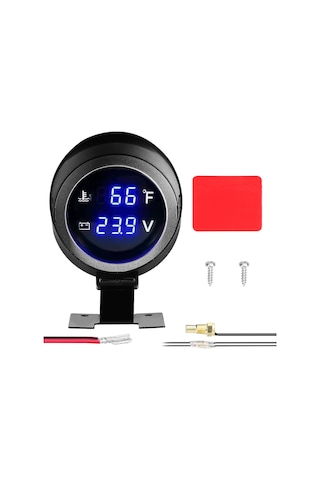 Yifomall Araçlar İçin 2'li Kombine Dijital Gösterge - Su Sıcaklığı Ve Voltmetre 9-36v