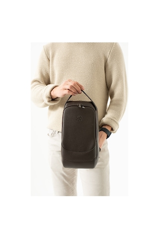 Westpolo Unisex Vegan Deri Çapraz Göğüs Ve Omuz Çantası Body Bag - Kahverengi