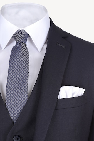 Erkek Lacivert Slim Fit Yelekli Takım Elbise