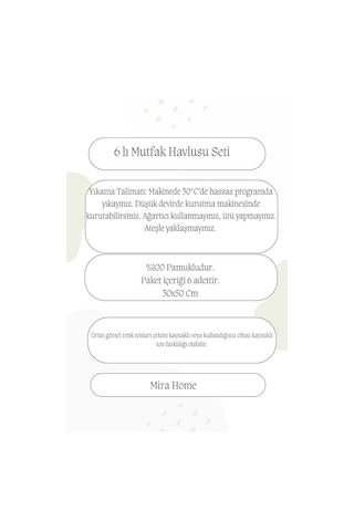 6 Parça Mutfak Havlusu Seti %100 Pamuklu Zahter 11