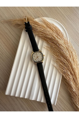 Rub046 25 Mm Rubsey Retro Minimal Deri Kordon Vintage Kadın Kol Saati Siyah