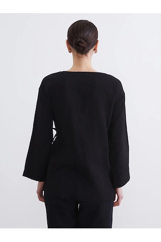 Lc Waikiki Siyah Kruvaze Yaka Kadın Müslin Kimono