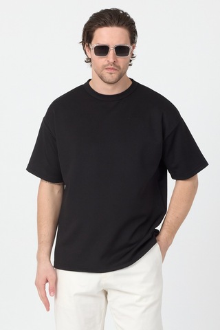 Tonny Black Kalın Kumaş Oversize T-shirt Erkek Siyah T-shirt Tbtshrt005