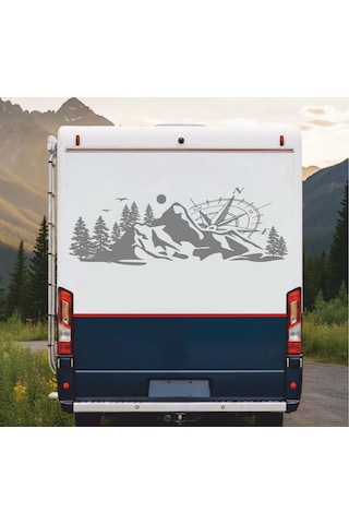 Pusula Dağ Orman Sticker - 4x4 Kamp Adventure Pickup Karavan Araba Sticker - Araç Araba Cam Sticker - 00303 120 Cm