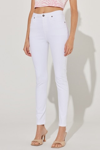 Lee Scarlett Skinny Fit Dar Kesim Yüksek Bel Çok Dar Paça Beyaz Kadın Esnek Jean Denim Kot Pantolon L626021100 Beyaz
