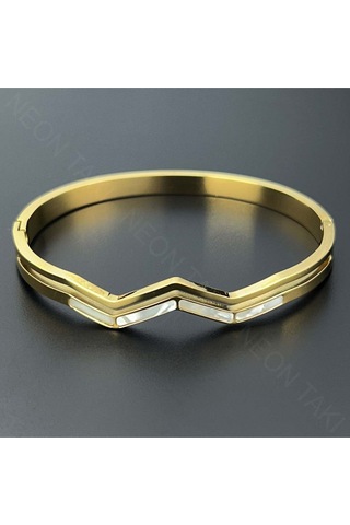 Sedefli, Paslanmaz Çelik Bileklik 146, Altın Renk Altın