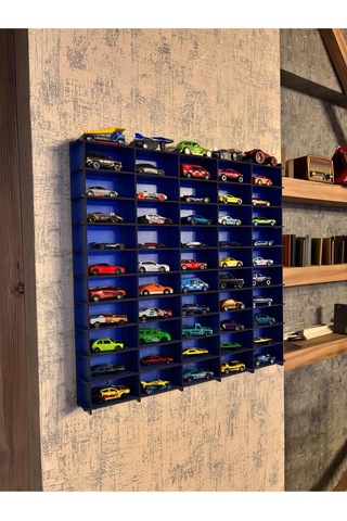 Oyuncak Araba Rafı Mobilya Lacivert