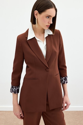 Sateen Mono Yaka Klasik Ceket - Kahve