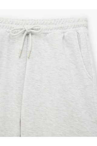 Koton Beli Lastikli Pamuk Karışımlı Rahat Kesim Şort Pijama Altı Gri Melanj 7wlk40269mk