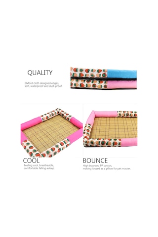Maiyame Pet Summer Cool Mat Hasır Bambu Uyku Yatağı Orta Boy Evcil Köpek Kedi İçin Rahat Yastık 11