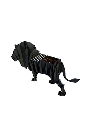 Aslan Mangal, Metal Aslan Şeklinde Mangal, Kömürlü Barbekü, Dekoratif Heykel Ml-02