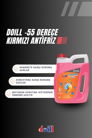 Doill -55 / -56 Derece Hazır Karışım 3 Litre Kırmızı Organik Antifriz - G12