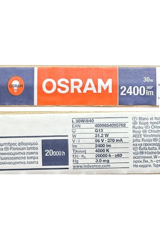 5 Adet Osram 30w 840 Günışığı 4000k G13 Duylu T8 Floresan