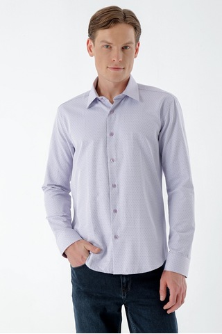 Morven Erkek Lila Dobby Armür Slim Fit Gömlek 23mc004145350 Lila