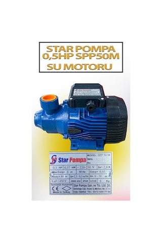 0,37 Kw 0,5 Hp 2900 D/d 2,8 A. Su Motoru 220 V/50 Hz Pompa
