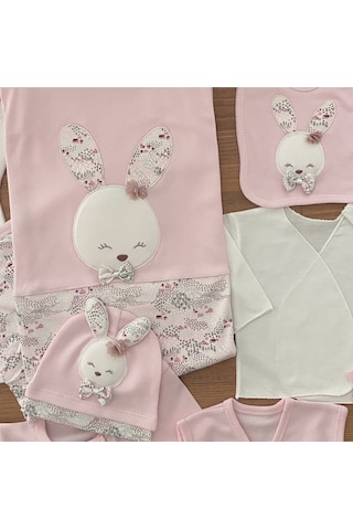 Gaye Bebe Gaye Tavşan Kabartma Desen 10 Parça Hastane Çıkışı Seti Pembe Çok Renkli