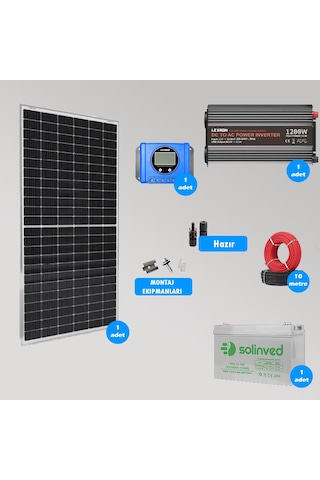 Mini Bağ Evi Ve Karavan Solar Güneş Enerji Sistemi 1200w Depolama