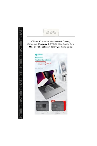 Cihaz Koruma Masaüstü Gereç Çalışma Masası Coteci Apple MacBook Uyumlu Pro M1 14/16 Silikon Klavye Koruyucu