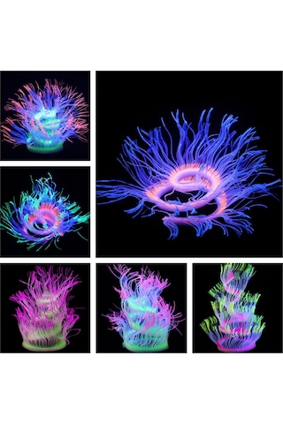 Sones Akvaryum Balık Tankı Peyzaj Dekorasyonu Silika Jel Simülasyon Yazılımı Mercan Floresan Anemon, Boyut: 100cm