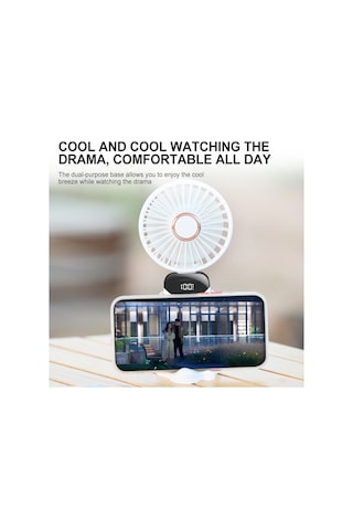 Mini Taşınabilir Fan El Fanı Şarj Edilebilir Küçük Masa Fanı 5 Hız Ev Ofis Seyahat Kullanımı İçin İpli 90 Katlanabilir Pille Çalışan Fan