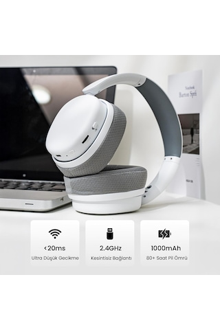 Aula G7 Pro Tri Mode Kablosuz Rgb Gaming Mikrofonlu Oyuncu Kulaklığı 7.1 Surround Ses 40mm Driver Düşük Gecikme E-spor Kulaklık Beyaz