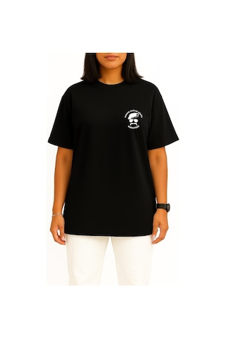 Bahriyeli Collection Oversize Sadece Ölüler Görür Babayiğit Cep Baskılı Unisex T-shirt Siyah