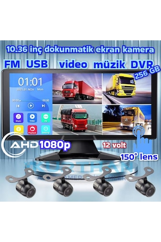 4 Adet 1080p Ahd 150'' Kamera Dokunmatik 10.36'' Video Müzik Dvr Ekran 10.25"