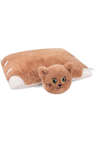 2'si 1 Arada Uyku Arkadaşı Kitty Kedi Oyuncak - Yastık Kahve