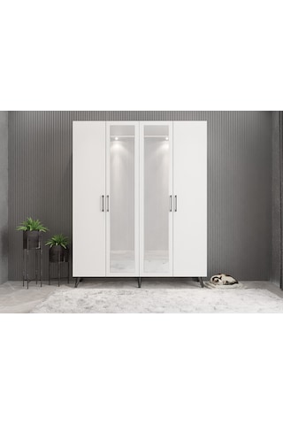 Açelya Portmanto Vestiyer Füme Beyaz - M2 160cm Montaj Dahil