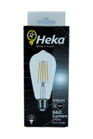 Heka 6W 230V 2700K E27 ST64 Led Flamanlı Rustik Ampul