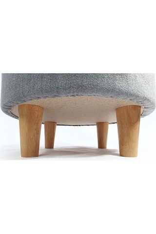 M-pets Round Elevated Ahşap Ayaklı Kedi Yatağı Gri 47x47x26 Cm 244-54029.01